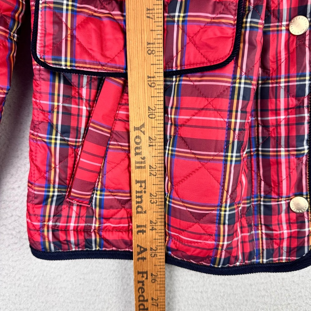Talbots Quilted Puffer Jacket Womens S Red NWT Plaid Full Zip Preppy Office - Picture 7 of 9